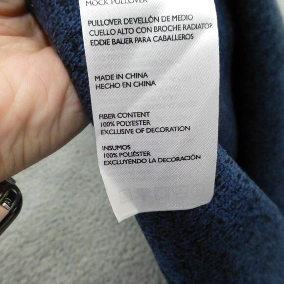 Eddie Bauer Sweater Mens XL 1/4 Button Pullover Hiking Outdoor Camp Blue - Picture 9 of 10